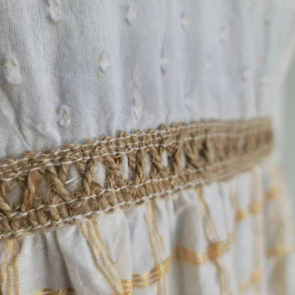 NWT White Maxi Dress Sleveless Embroidere Trim Tassels Flowy Summer Beach Long S - Picture 2 of 16